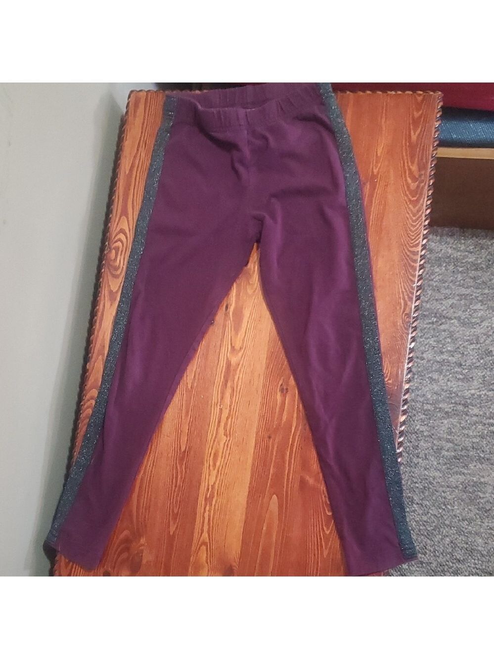 OshKosh B'gosh Purple Leggings with Glitter Sides Size 7/7A